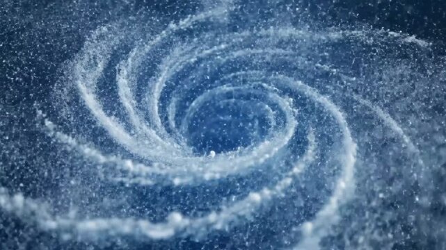 Top view of swirling water vortex, creating a whirlpool effect in the ocean.