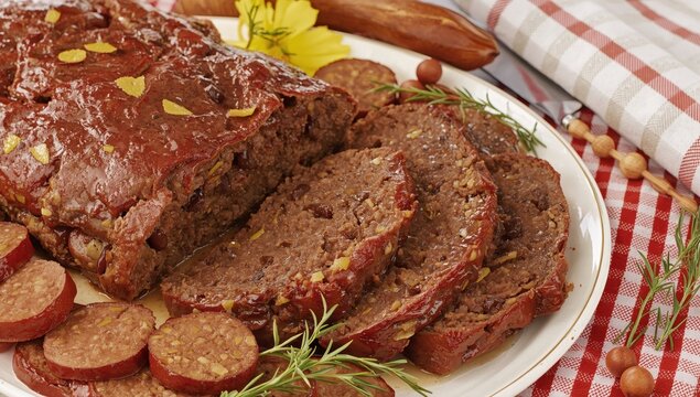 Liver and various meats formed into a loaf