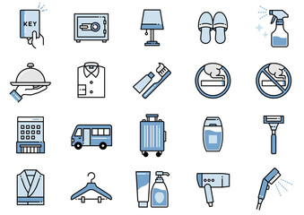 Fototapeta premium ホテルアメニティアイコン16 Hotel Amenities icons