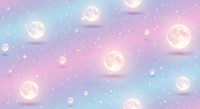 Pastel moonscape backdrop in soft hues, dreamy celestial aesthetic