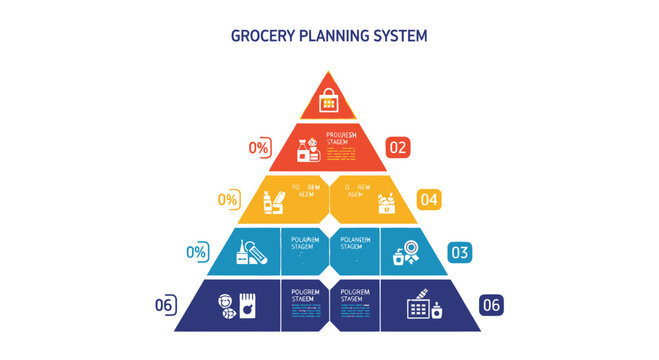 Grocery Planning System Pyramid Infographic with Icons and Numbers