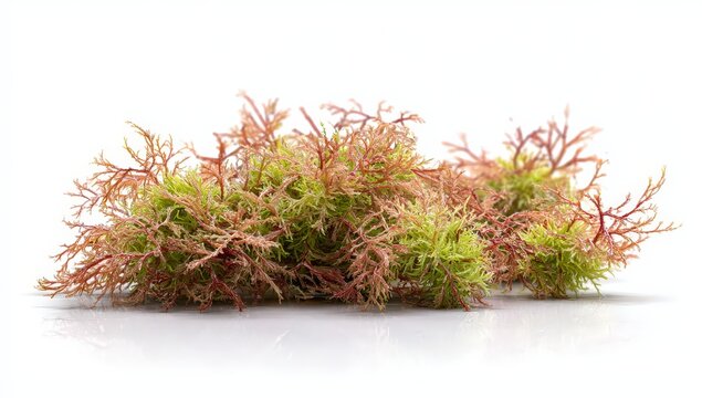 Healthy Seaweed Clusters Green and Red Tones on White Background Studio