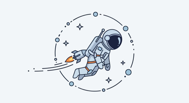 Astronaut in Space with Rocket Pack.