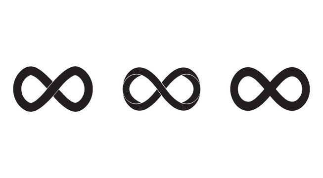 Infinity symbols in different styles on white background