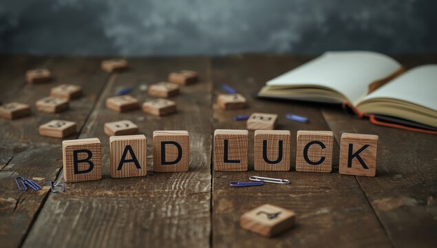 Unfortunate message from desk's wooden blocks