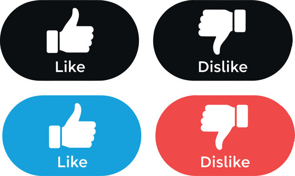 Social media like and dislike buttons in different colors