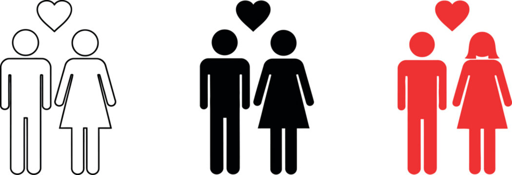 Illustration of monogamous and polyamorous relationship symbols