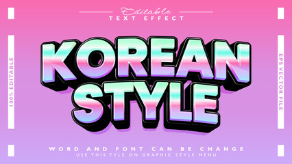 Fototapeta premium Korean style 3D Text Effect with Vibrant Gradient Colors and Glossy Finish for Dynamic Typography Designs