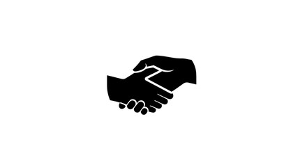 Black handshake icon representing agreement, partnership, and trust on a white background © STICH99