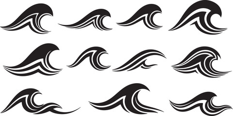 Obraz premium Collection of abstract wave graphics in black and white