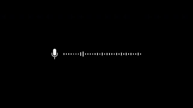 Animated microphone with dynamic waveform visualization, showing audio levels and sound activity.