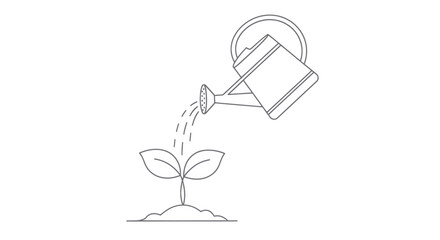Obraz premium Watering can pouring on seedling plant.