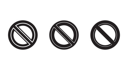 Three no entry symbols in a row on white background prohibition signs
