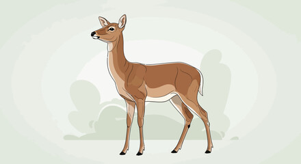 Brown Deer Standing Alone Outdoors. © letha