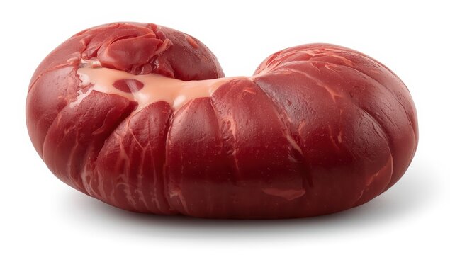 cooking beef kidney on a white background