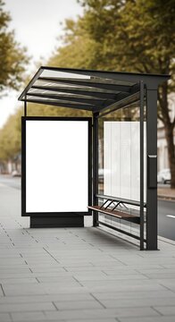 Empty blank street bus stop advertisement billboard mock up