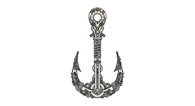 Detailed illustration of a metal anchor.