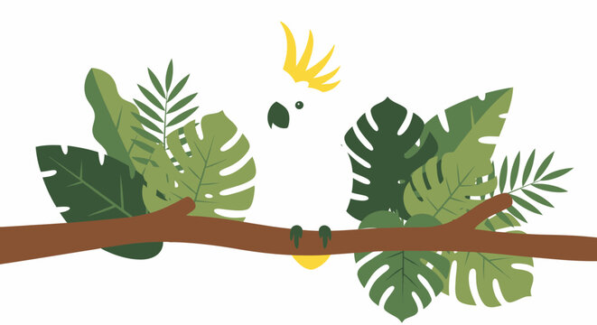 Tropical leaves on a branch.