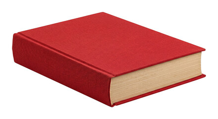 Fototapeta premium Closed Red Hardcover Book on White Background