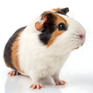 Cute guinea pig with white brown and black fur