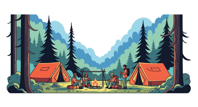 People camping in the wilderness outdoors.