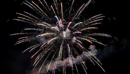 Obraz premium American Independence A vibrant fireworks display explodes in the night sky with colorful sparks and smoke american