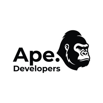 Ape developers Logo Icon Silhouette vector black design on a white background
