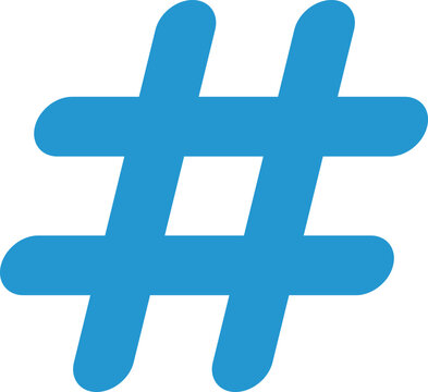Blue hashtag symbol icon isolated on white