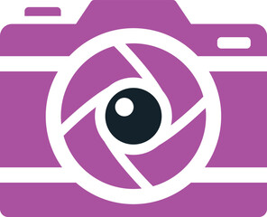 Fototapeta premium Purple camera icon with detailed lens shutter