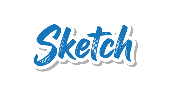 Blue Sketch Text Logo Design.