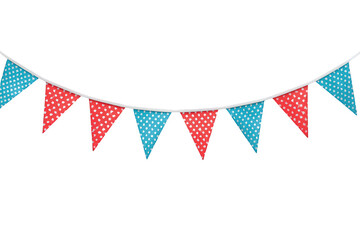 Obraz premium Polka dot bunting flags forming a festive garland for celebrations, events, and party decorations on transparent background
