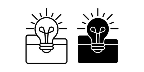 Folder idea icon set outline and solid style creativity lightbulb file organization symbol pack © drawnbybert