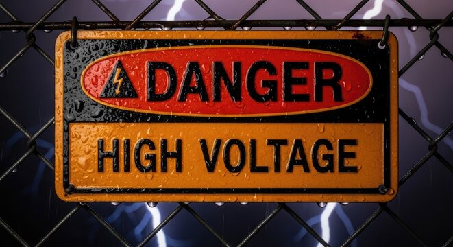 Danger High Voltage Sign Warning.