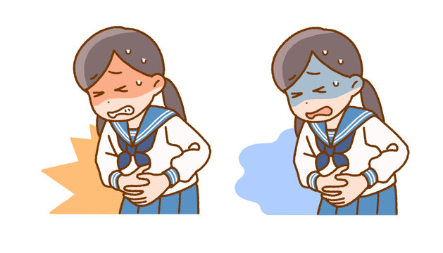 腹痛に悩む女子中学生｜生理痛・ストレス