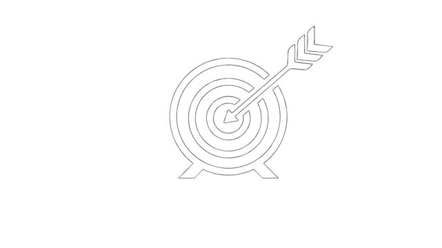Archery Target with Arrow in Center Whiteboard Styled Animation