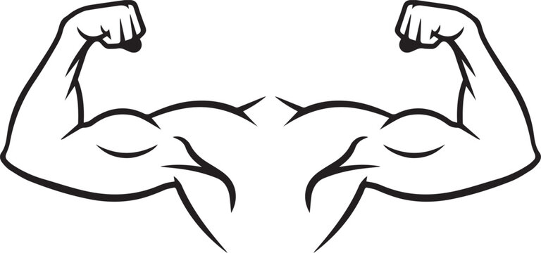 Strong Muscular Arms Flexing Biceps Silhouette Graphic for Fitness and Strength Concepts with graphic symbolizes strength, power, and fitness