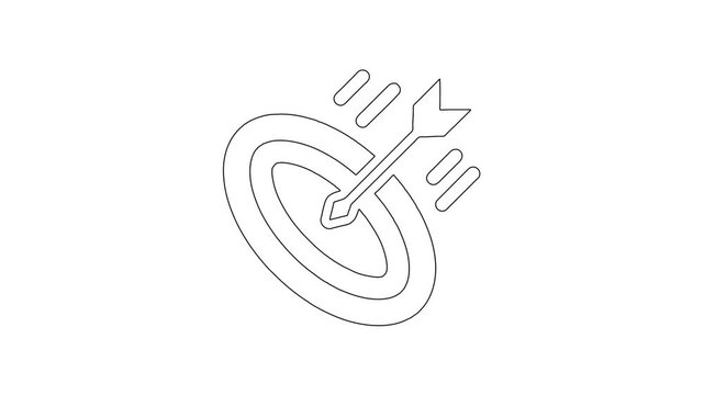 Archery Target with Arrow in Center Whiteboard Styled Animation