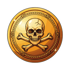 Fototapeta premium vintage nautical pirate gold coin skull crossbone emblem illustration