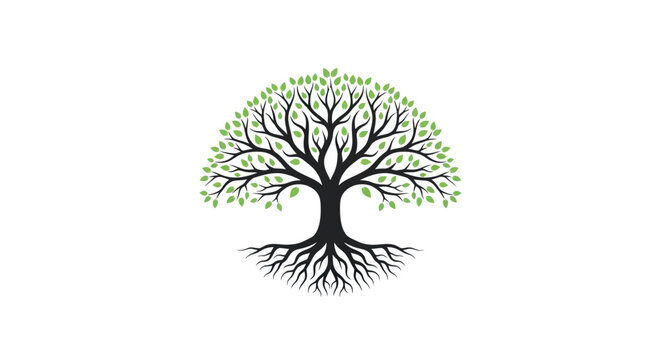 Tree with roots and leaves.