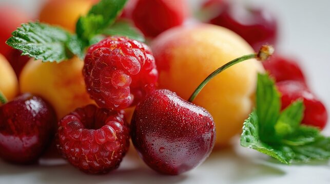 Fresh summer fruits: A vibrant close-up composition of mixed seasonal delights