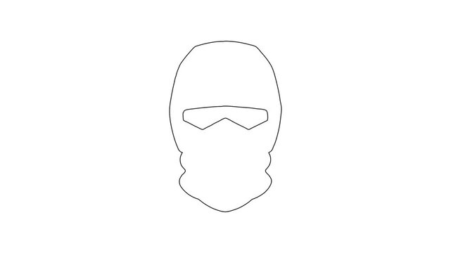Whiteboard Animation Icon of a Person Wearing a Balaclava Mask