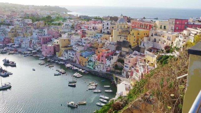 Iconic Procida Island with colorful waterfront houses
