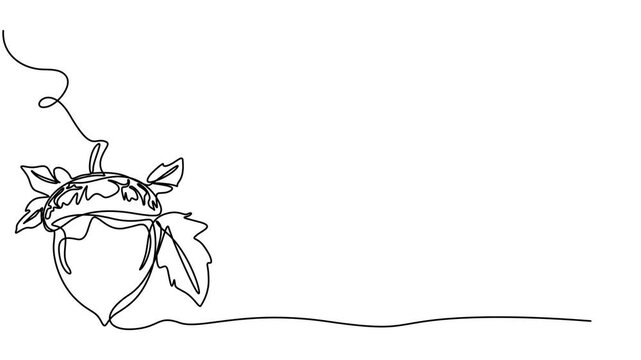 Hazelnuts with leaves drawn in continuous line in minimalism style, nut kernels, hazelnut fruits, Hazelnuts with leaves, nut kernels, hazelnut fruits, one line,  online artistic animation