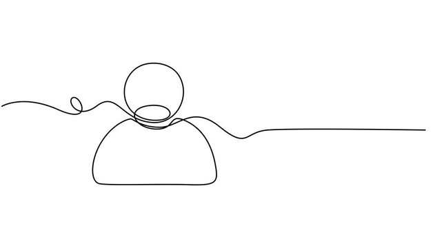 User icon continuous one line drawing 4k video animation, profile icon animation continuous one line drawing, 4K video animation with alpha channel. Full length one line animation. Account icon