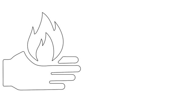 Whiteboard Animation of Hand Holding a Flame Fire