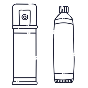 スプレーと塗り薬の線画イラスト
