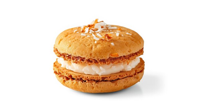 macaroon cookie with coconut on a light backdrop