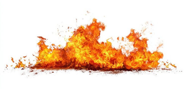 Vibrant Orange Flame Blaze With White Background