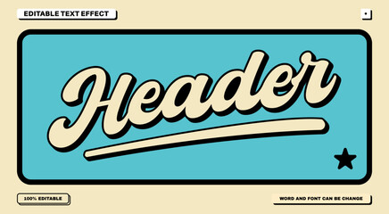 Header 3D Editable Text Effect with Retro Script Typography and Classic Blue Background © Aris