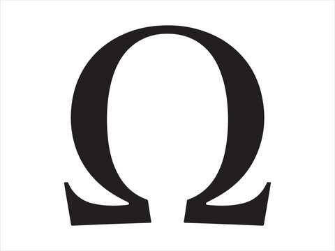 Omega symbol silhouette vector greek letter omega sign isolated on white background